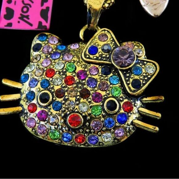 Fashion Crystal Multi-Color Little Cat Head Chain Necklace NWOT - Picture 3 of 3